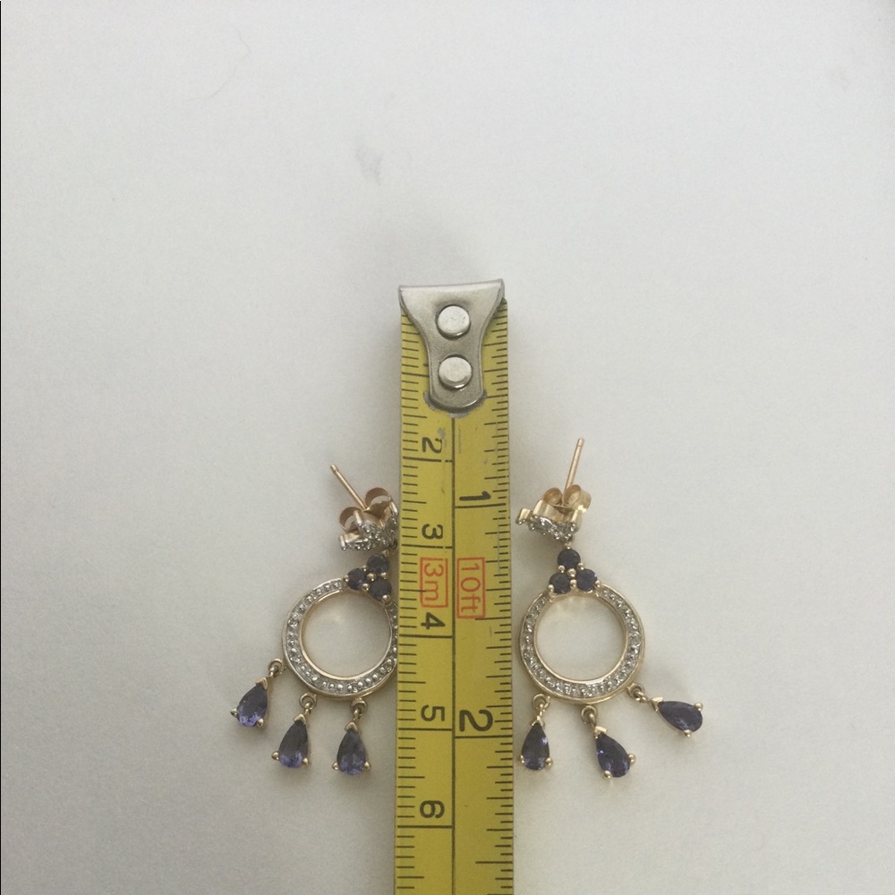 10k IOLITE CHANDELIER EARRINGS - Picture 2 of 6